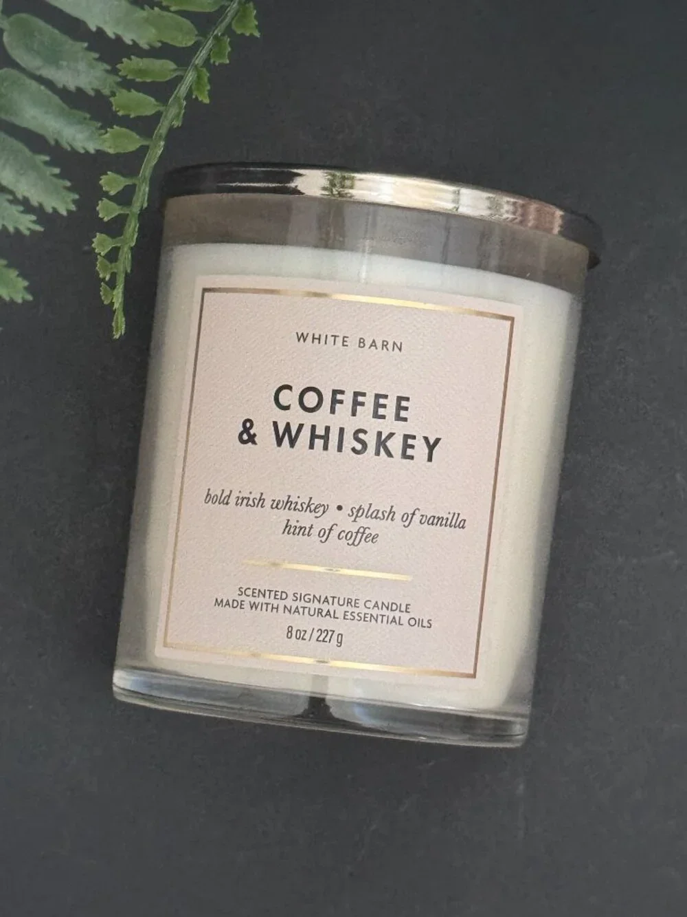 BBW Coffee & Whiskey White Barn Bath & Body Works Single Wick Candle